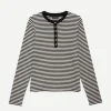 Alessia Long Sleeve Tee in Cream Stripe