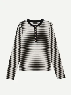 Alessia Long Sleeve Tee in Cream Stripe
