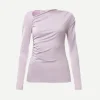 Asymmetric Draped Jersey Top in Petunia