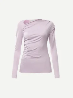 Asymmetric Draped Jersey Top in Petunia