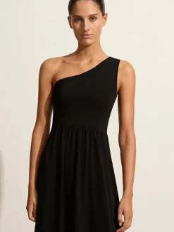 Asymmetric Knit Dress In Black