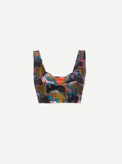 Baia Crop Top in Jacquard Spritz Blue Petrol
