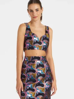 Baia Crop Top in Jacquard Spritz Blue Petrol