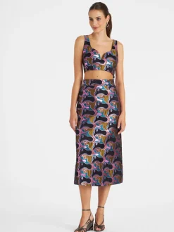 Baia Crop Top in Jacquard Spritz Blue Petrol