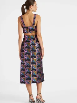 Baia Crop Top in Jacquard Spritz Blue Petrol