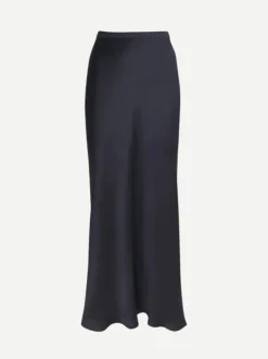 Bar Silk Maxi Skirt in Night Navy