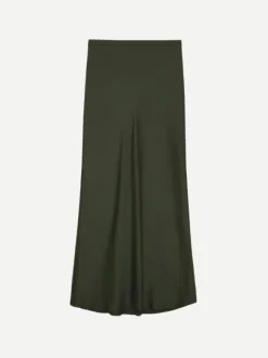Bar Silk Skirt in Dark Olive