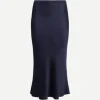 Bar Silk Skirt in Navy