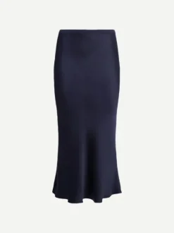 Bar Silk Skirt in Navy
