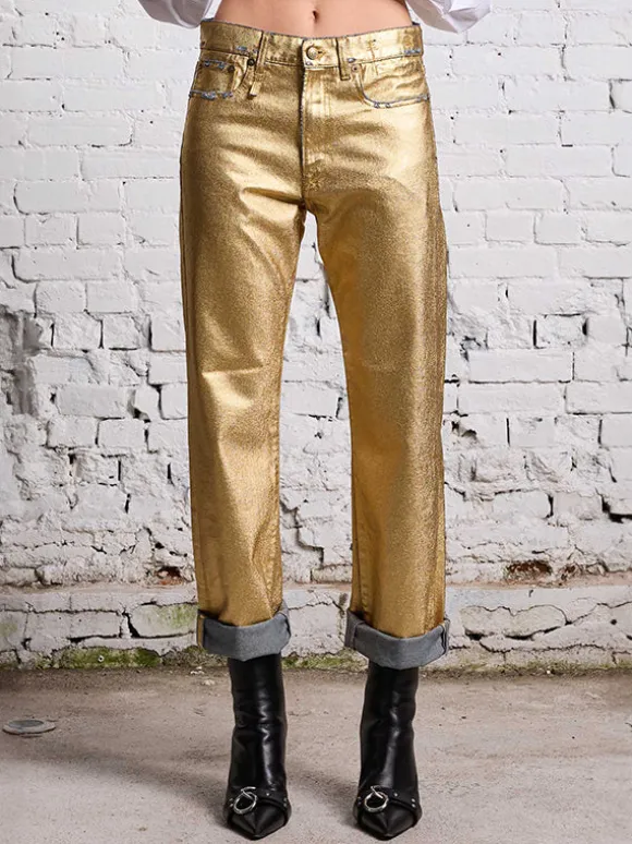 Boyfriend Jean in Gold Indigo