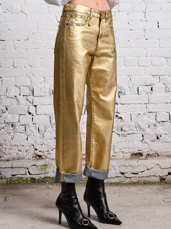 Boyfriend Jean in Gold Indigo