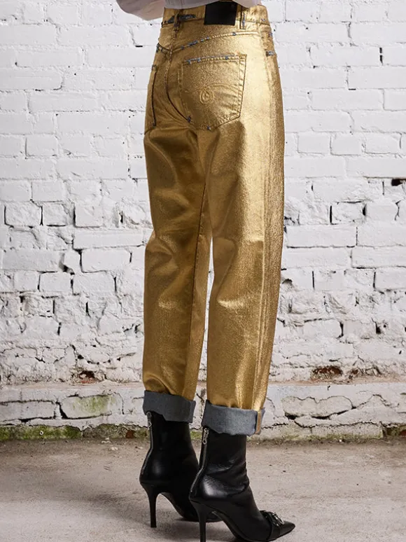 Boyfriend Jean in Gold Indigo