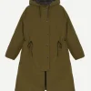 Cape Style Technical Coat in Army Green