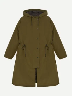 Cape Style Technical Coat in Army Green