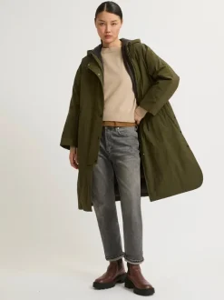 Cape Style Technical Coat in Army Green