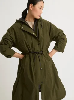 Cape Style Technical Coat in Army Green