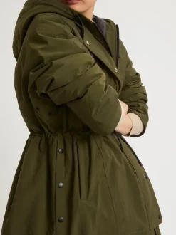 Cape Style Technical Coat in Army Green
