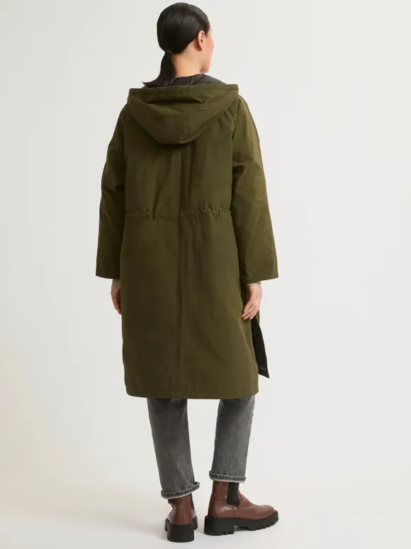 Cape Style Technical Coat in Army Green