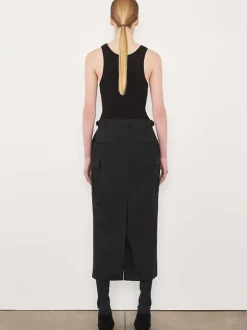 Cargo Skirt Midi in Black