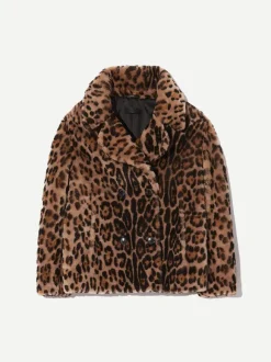 Cleophee DB Short Shearling Coat in Leopard Print