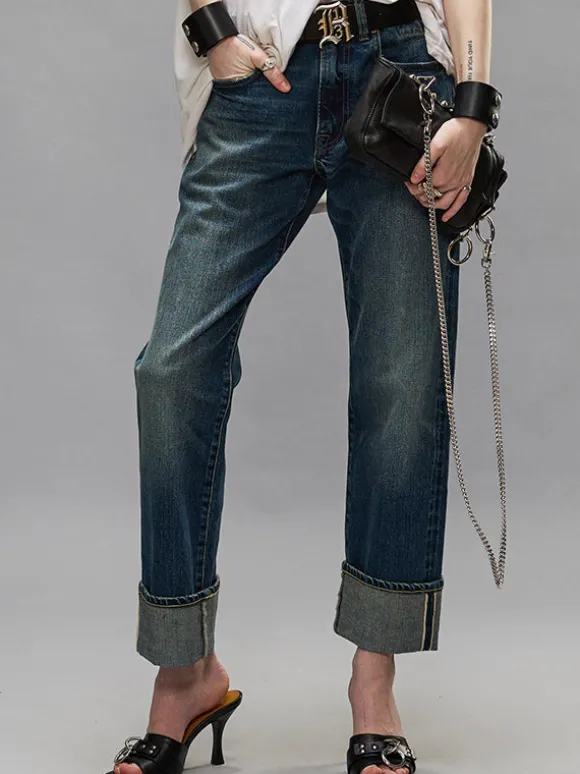 Cuffed Romeo Jean in Caslon Selvedge Blue