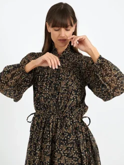 Dalida Dress in Black/Ochre