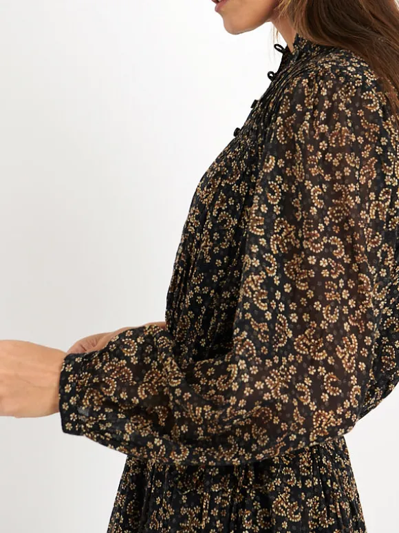 Dalida Dress in Black/Ochre