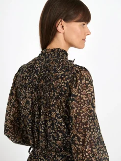 Dalida Dress in Black/Ochre