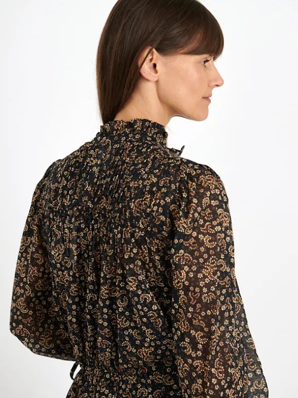 Dalida Dress in Black/Ochre