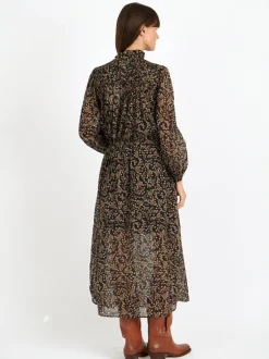 Dalida Dress in Black/Ochre
