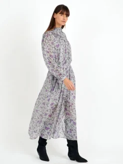 Dalida Dress in Ecru/Lilac