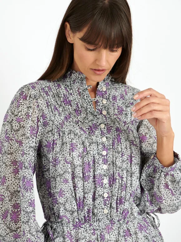 Dalida Dress in Ecru/Lilac