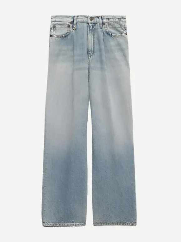 Damon Pleated Wide leg in Lennon Blue