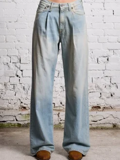 Damon Pleated Wide leg in Lennon Blue