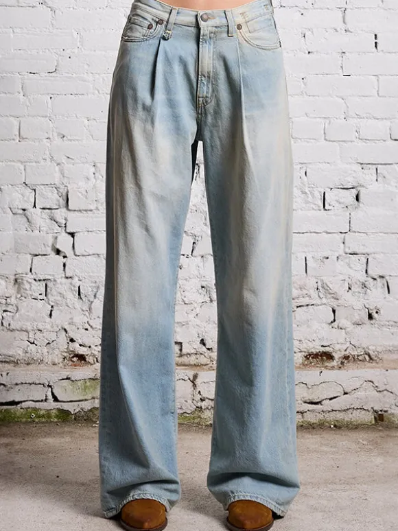Damon Pleated Wide leg in Lennon Blue