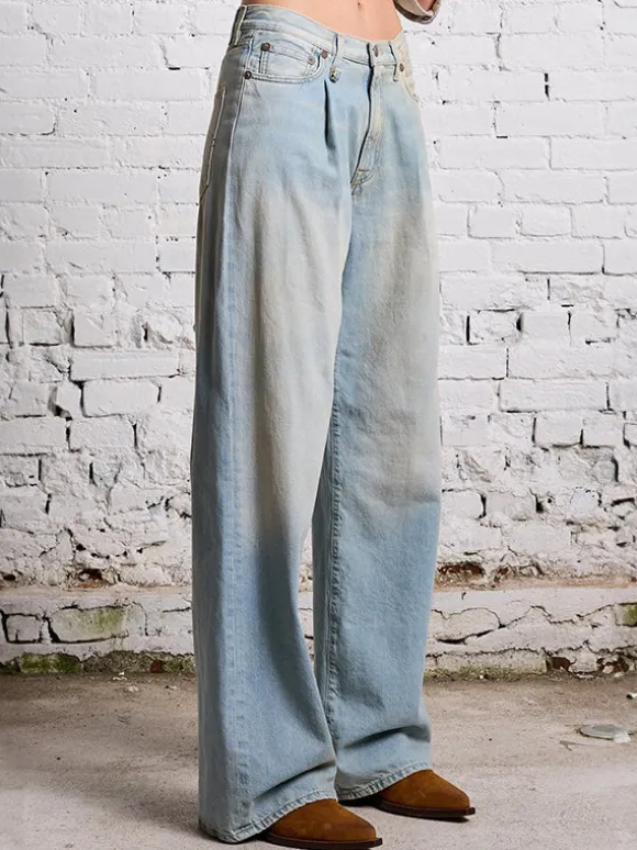 Damon Pleated Wide leg in Lennon Blue