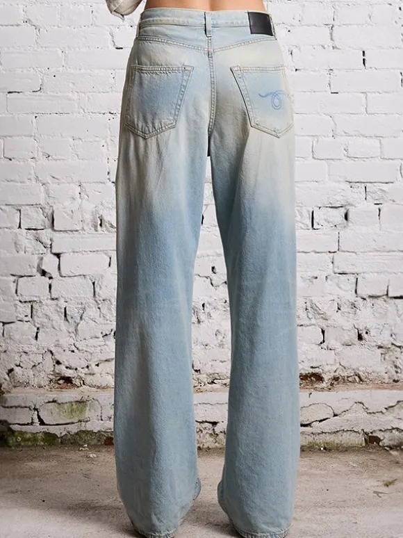 Damon Pleated Wide leg in Lennon Blue