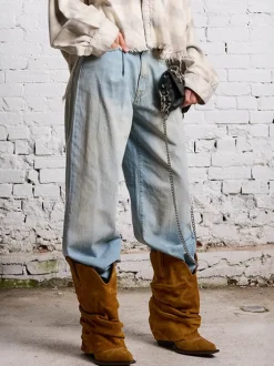 Damon Pleated Wide leg in Lennon Blue