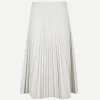 Daphne Faux Leather Pleated Skirt in Off White