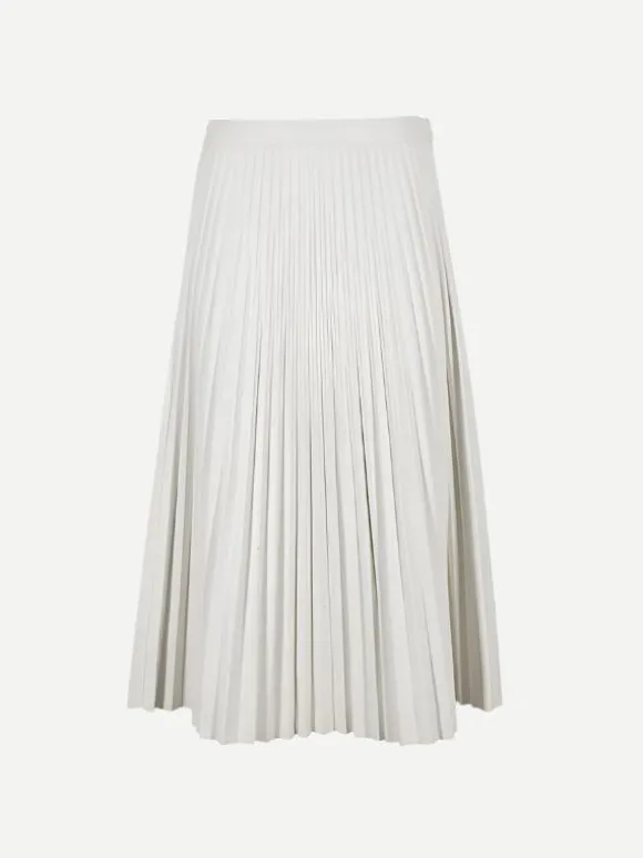 Daphne Faux Leather Pleated Skirt in Off White