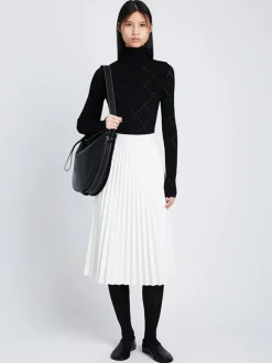 Daphne Faux Leather Pleated Skirt in Off White