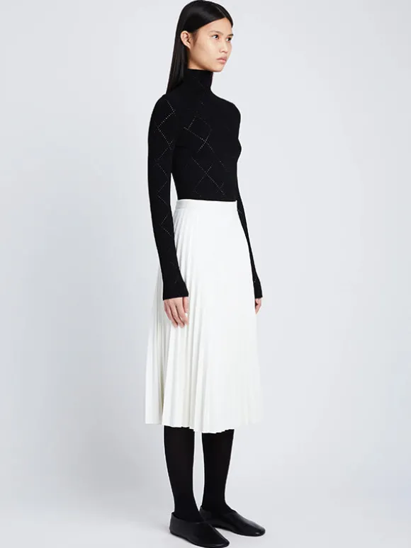 Daphne Faux Leather Pleated Skirt in Off White