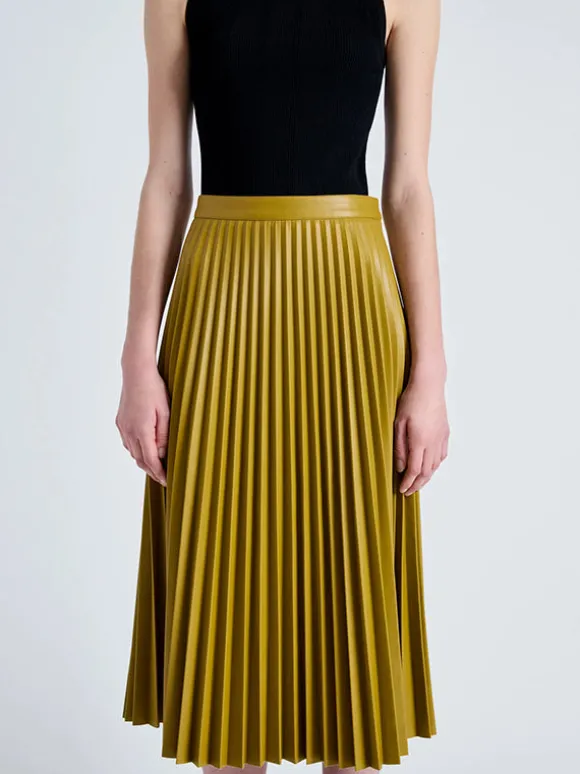Daphne Faux Leather Skirt in Chai