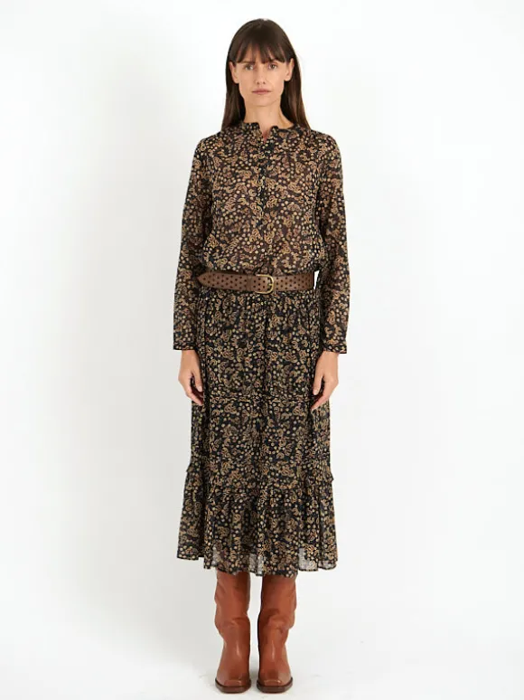 Diya Skirt in Black/Ochre