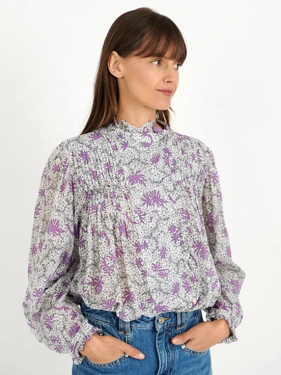 Dubna Top in Ecru/Lilac