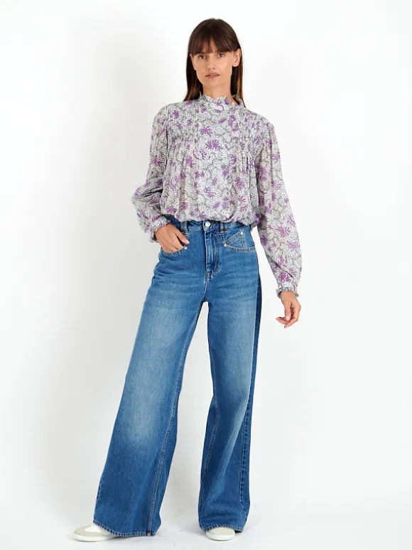 Dubna Top in Ecru/Lilac