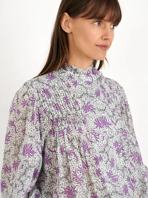 Dubna Top in Ecru/Lilac