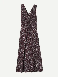 Fatima Ruched Tank Dress in Mira Floral Wine Tasting