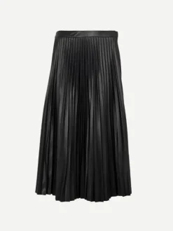 Faux Leather Pleated Skirt in Black