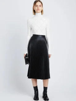 Faux Leather Pleated Skirt in Black
